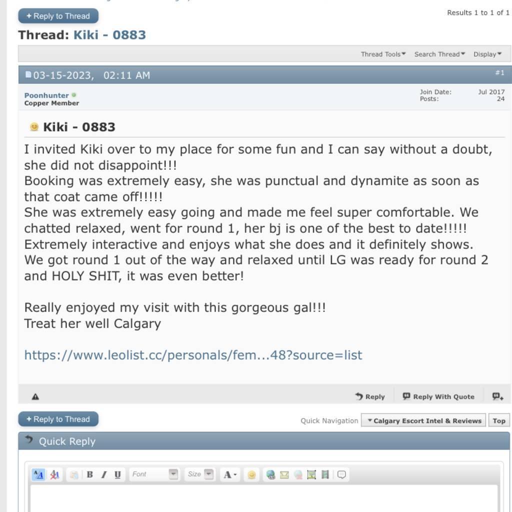 
                        Kiki
                     is Female Escorts. | Calgary | Alberta | Canada | EscortsLiaison